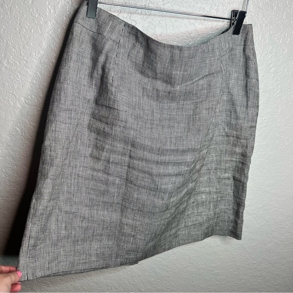 Talbots Black and White Houndstooth Irish Linen Skirt - Picture 3 of 8